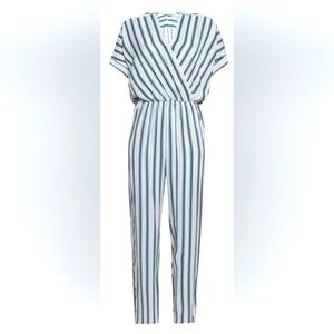 Maje Women's Pando Striped Twill Jumpsuit Sky Blue, size 34
